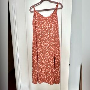 Abercrombie & Fitch Rust-Orange Floral Midi Slip Dress. Lined. Side slit. SZ PL